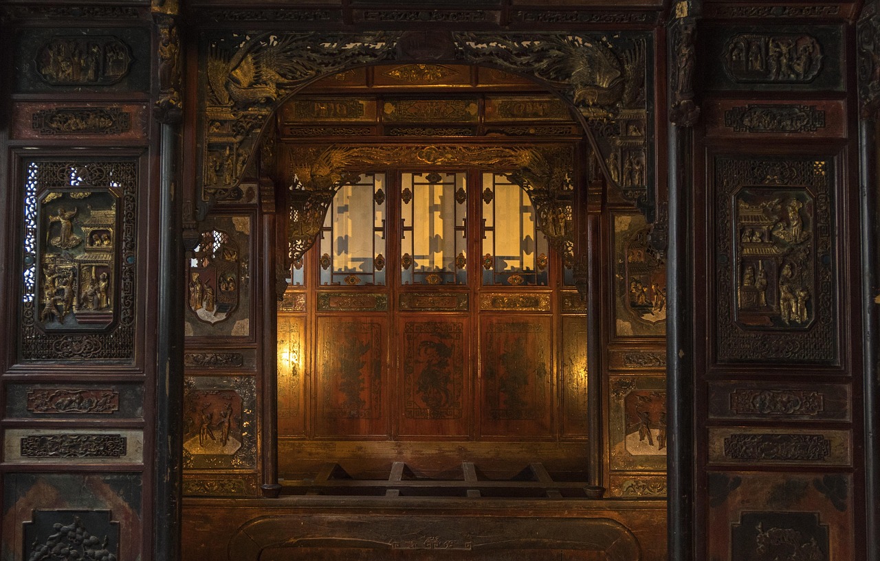 Carved wooden doorway